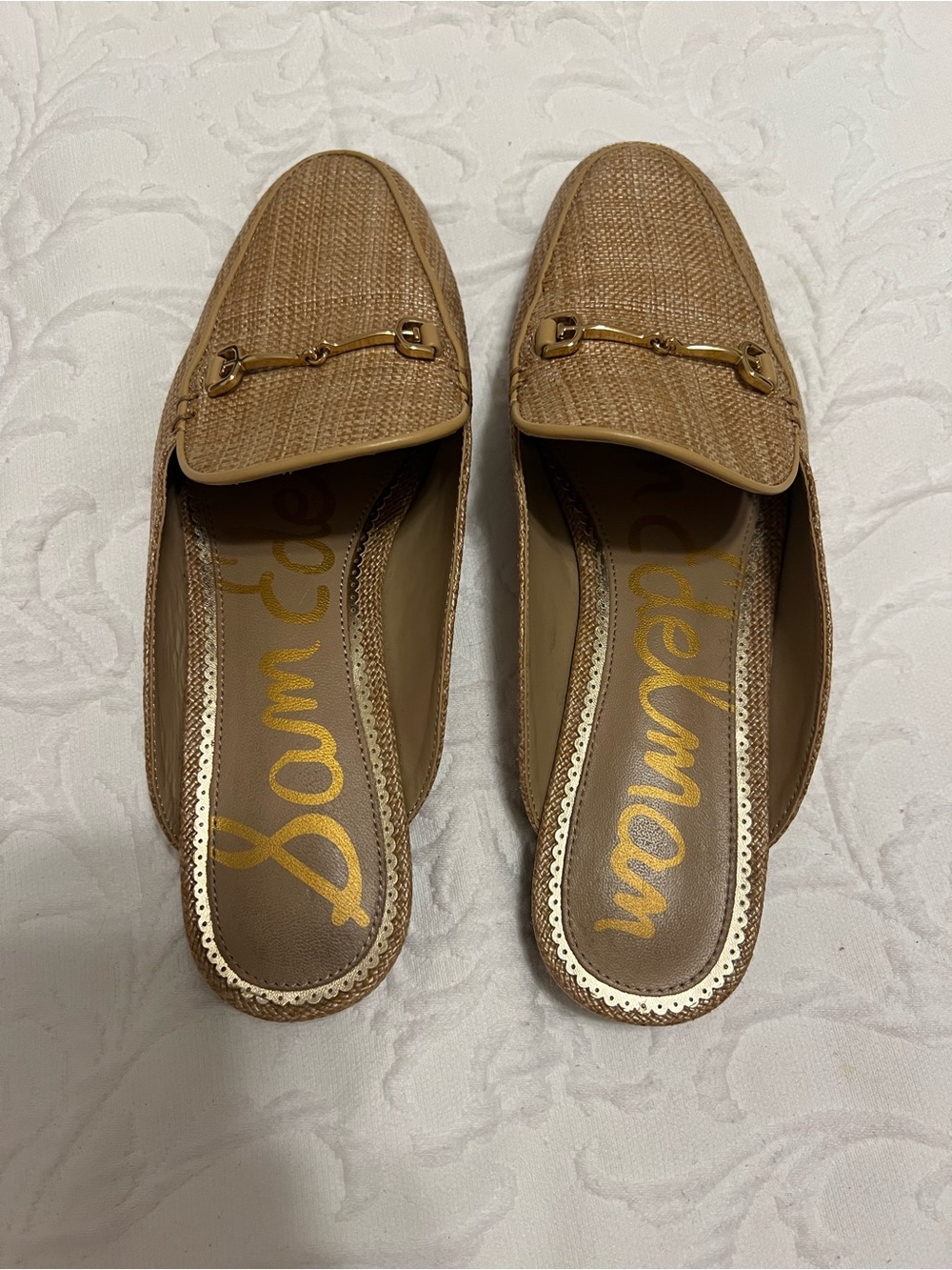 Sam Edelman Tan Linnie Woven Slip-On Loafer Miles with Gold Bit size 6.5 - Picture 2 of 7